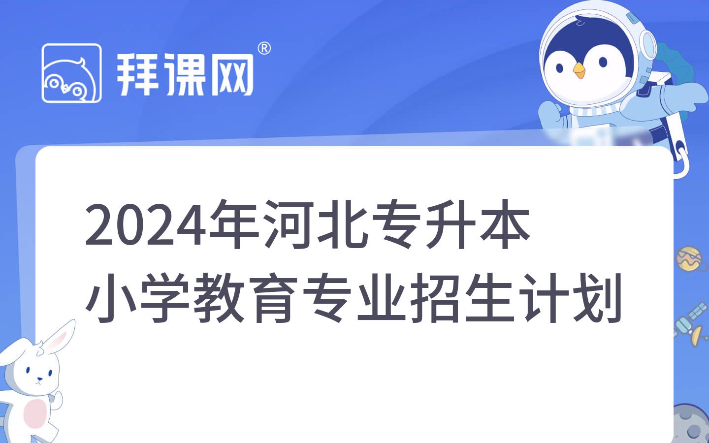 2024年河北专升本小学教育专业招生计划