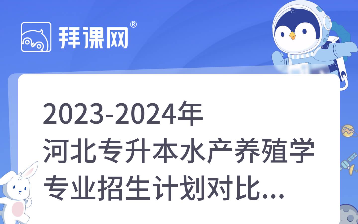 2023-2024年河北专升本水产养殖学专业招生计划对比