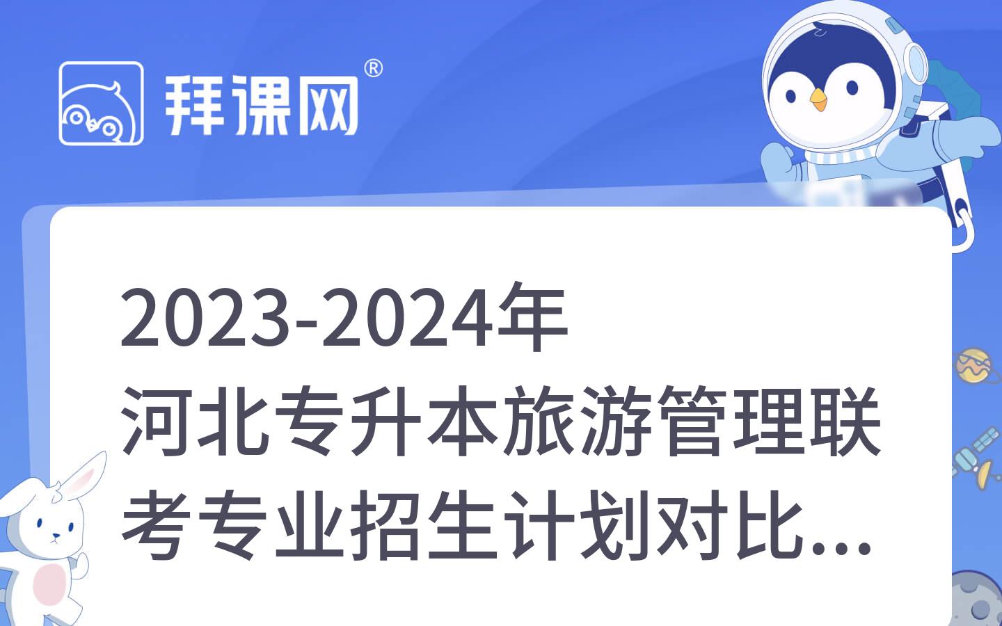 2023-2024年河北专升本旅游管理联考专业招生计划对比